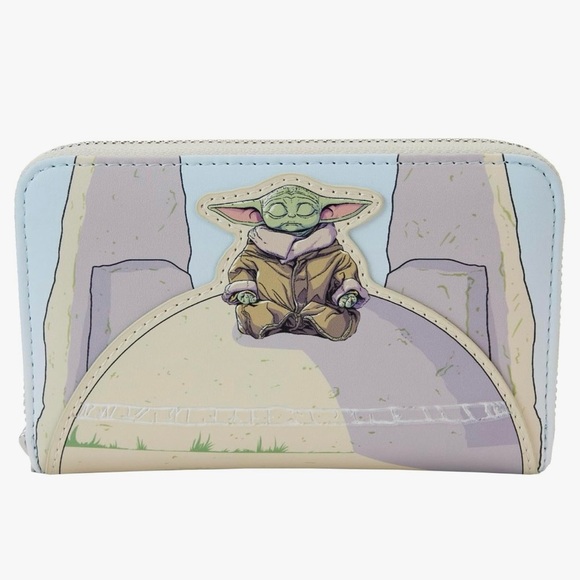 Loungefly Disney Star Wars Mandalorian Grogu on Seeing Stone Wallet - Picture 1 of 9